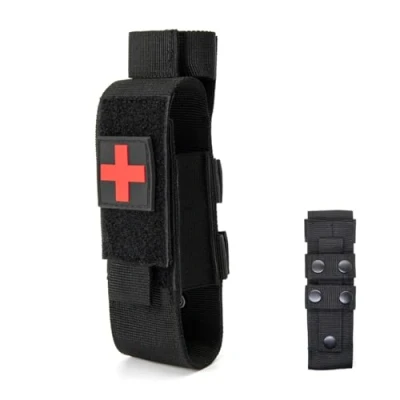 Image of Tourniquet Holder Portable Pouch with Removable Medic Patch Molle Elasticated for Hiking Camping Climbing Black 7.5*1.6*1.6inchTourniquet Ho