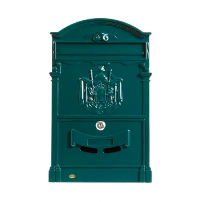 Image of Amig Classic Style Mailbox for Outdoor Use Post Locker Walls, Walls or Fences 40.5 x 25.5 8.5 cm Aluminium Includes Screws Green Colour