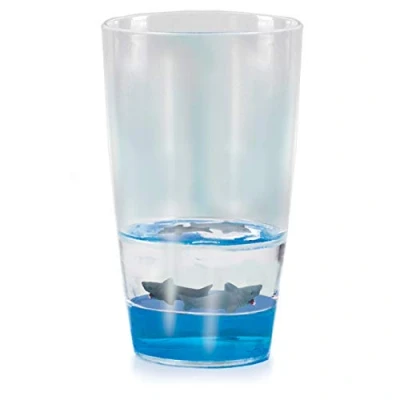 Image of Floatarama Deluxebase Tumbler Shark from Acrylic Drinking Glass with Floating Animal Figurines. 250ml BPA Free for Children and Adults.