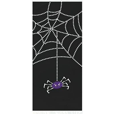 Image of Unique Party 46459 Cellophane Black Spider Web Halloween Bags, Pack of 20