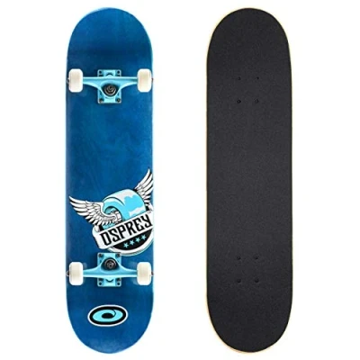 Image of Osprey Complete Skateboard, 31&quot; x 8&quot; Double Kick Skateboard for Kids and Adults, Concave Deck, Includes Grip Tape, Deck Wheels, Pride, Multiple Designs