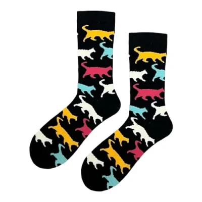 Image of Cute Colourful Cats Socks/Novelty Socks/Fun Socks/Gift Socks/Unisex Socks/Christmas Gifts