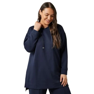 Image of EVANS Curve Blue Luxe Drawstring Hoodie Women&#039;s Plus Size