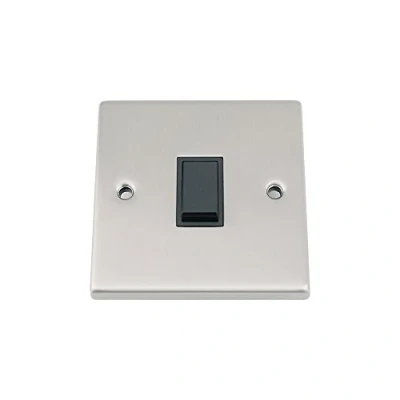 Image of Intermediate Switch 1 Gang Satin Matt Chrome Square Black Insert Plastic 10 Amp Single