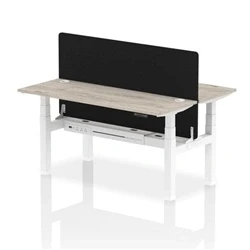 Image of Air B2B 1600x600mm Adjustable 2P Bench Desk CP Grey Oak/White + Screen