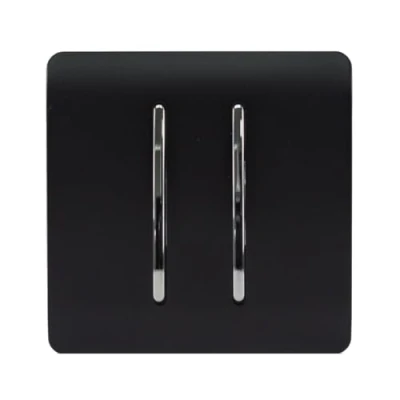 Image of Trendi 2 Gang 1 Way 10 Amp Rocker Light Switch Matt Black