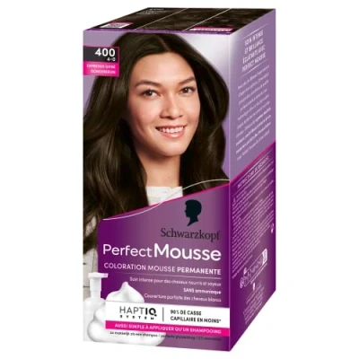 Image of Schwarzkopf Perfect Mousse Hair Colour Permanent Ammonia Free Foam 98% Natural Ingredients Frosted Espresso 400