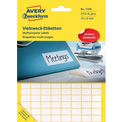 Image of Avery Zweckform 3306 Multipurpose Labels 13 x 8 mm Pack of 3712