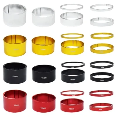 Image of Pirhosigma Bicycle Headset Stem Washer Spacer 4 Sets 2/3/5/10/15/20mm Fits 1 1/8&quot; (28.8mm) heads steerer tubes for MTB Road Bike Aluminium Alloy Gold Silver Black Red