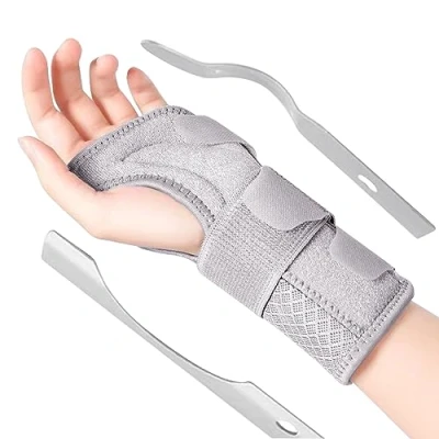 Image of Wrist Support with Metal Splint Stabilizer, Adjustable Strap for Men Women, Breathable Brace Arthritis,Tendonitis,Sprained,RSI, Sports Protect, Left Hand (Gray L)