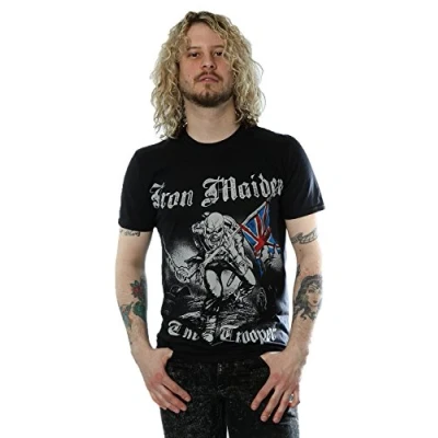 Image of Rock Off Men&#039;s Iron Maiden Sketched Trooper T Shirt, Black, S UK