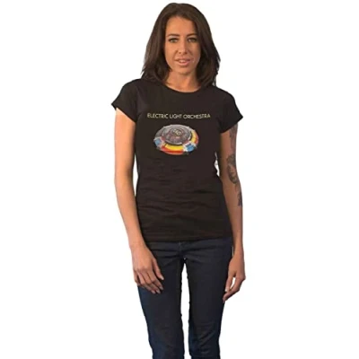 Image of ELO T Shirt Mr Blue Sky Band Logo Official Womens Skinny Fit Black S