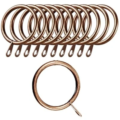Image of iPEAK 24 Pieces Curtain Rings 30mm Internal Diameter Metal Curtains Hanging Hooks For Rods Pole (Copper)