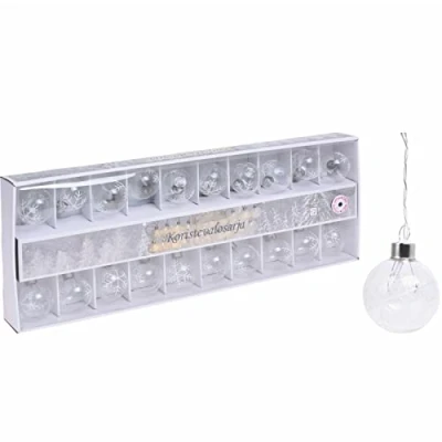 Image of 20 Light Up LED Glass Baubles 7M String Christmas Decorative Tree Fairy Lights