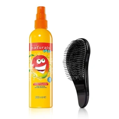Image of Avon Magnificent Mango Detangling Spray for Kids, Tear Free Formula Instantly Tames, Smooths and Detangles Unruly Hair with Detangle Brush