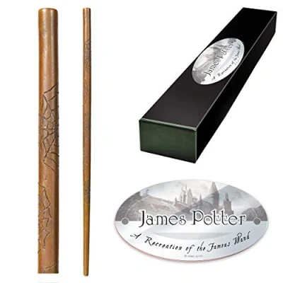 Image of The Noble Collection James Potter Character Wand 15in (37cm) Wizarding World With Name Tag Harry Film Set Movie Props Wands