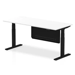 Image of Air 1800 x 800mm Height Adjustable Desk White Black Leg Modesty Panel