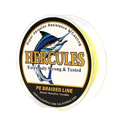 Image of Hercules Super Cast 100M 109 Yards Braided Fishing Line 15 LB Test for Saltwater Freshwater PE Braid Fish Lines Superline 8 Strands Yellow, 15LB (6.8KG), 0.16MM