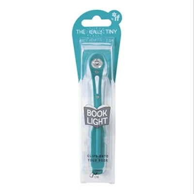 Image of IF Really Tiny Book Light (Blue) Compact Reading Lights for Books in Bed Flexible Clip On A Great Lamp with Batteries Included
