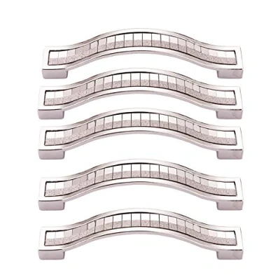 Image of BOZONLI 5pcs Rhinestone Crystal Wardrobe Handles Europe Style Zinc Alloy Furniture Door Pull Handle for Kitchen Cabinet Cupboard Dresser Knobs (128mm, Silver)