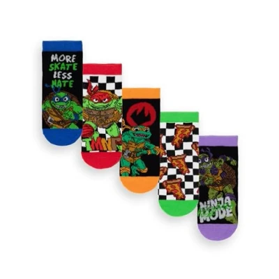 Image of Teenage Mutant Ninja Turtles Boys Socks 5 Pack Kids Multicoloured TMNT Graphic Footwear Mayhem Comfortable Sock Set Bundle Cartoon Movie Game TV Series Merchandise Gift