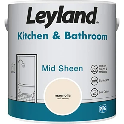 Image of Leyland Kitchen &amp; Bathroom Mid Sheen, Magnolia, 2.5 Litre