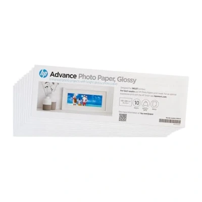 Image of HP Advance Photo Paper, Glossy, 250 g/m2, 4x12 in, 10 Sheets (49V51A)