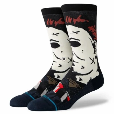 Image of Stance Michael Myers Crew Socks Halloween Film Horror Movie Navy Calf Medium