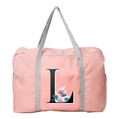 Image of Initial Letter Printed Cabin Bag 45x36x20 for Easyjet Airlines Underseat Travel Holdall Carry on Hand Luggage Weekend Packable Duffel Bag,Sports Fitness (whitemarbleL)