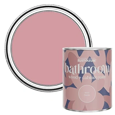 Image of Rust Oleum PINK Moisture Resistant Bathroom Wood and Cabinet Paint in Matt Finish DUSKY 750ML