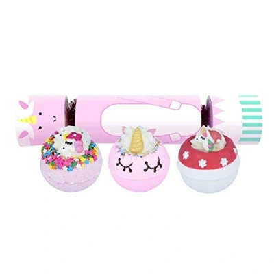Image of Bomb Cosmetics The Christmas Unicorn Cracker Handmade Gift Pack, Contains 3 Pieces, 160g Each, Pink