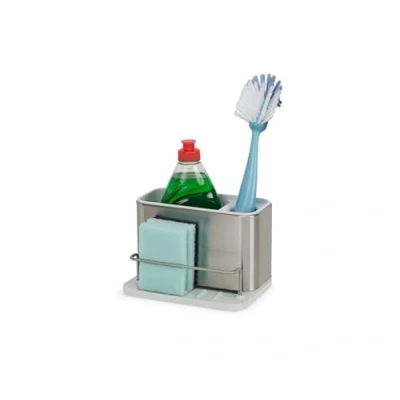 Image of Joseph Surface Stainless Steel Caddy Sink Area Organiser, Sponge Holder, Steel, Light Stone