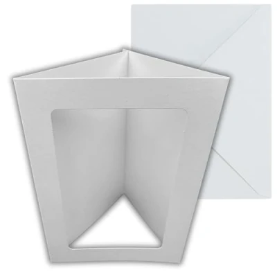 Image of Stella Weds 10 Pack A6 White Rounded Oblong Aperture Card Blanks &amp; Envelopes, Tri Fold 300gsm for DIY Greeting Cards, Invitations, Photo Display, and Craft Projects