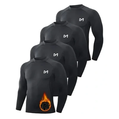 Image of MEETWEE Men&#039;s Thermal Underwear Tops,Thermal Shirt Long Sleeve Compression Functional Breathable Undershirt Men Sports for Running Fitness Gym
