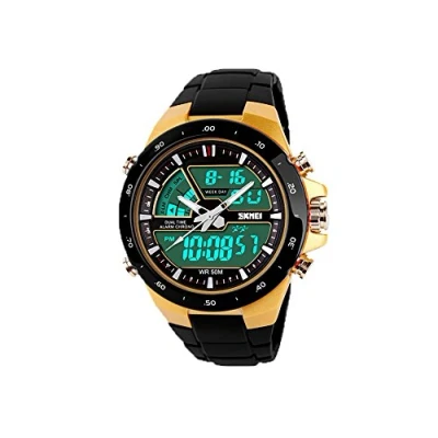 Image of SKMEI 5ATM Fashion Waterproof Men LCD Digital Stopwatch Chronograph Date Alarm Casual Sports Wrist Watch 2 Time Zone