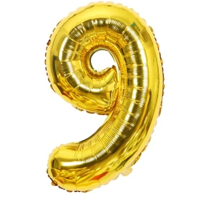 Image of 40 Inch Large Gold Helium Foil Number Balloons 0 9 Birthday Party Celebration Decorations Supplies (Number 9)