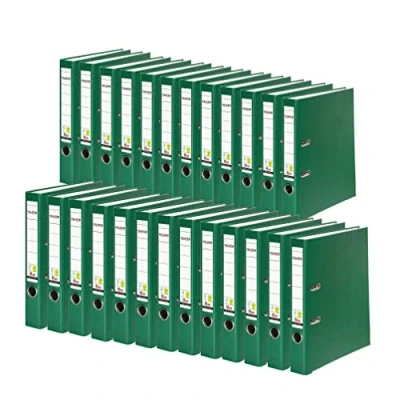 Image of Exacompta Ref 09984147007F FALKEN Vegan PP Lever Arch Files Suitable for A4 Documents, 50mm Spine, Spine Label, Metal Finger Hole Green (Pack of 25)