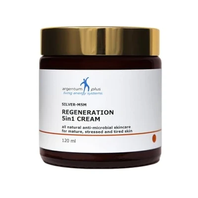 Image of argentum plus Silver MSM Regeneration 5in1 cream 120 ml All natural non fragranced moisturizing for mature, stressed, and tired skin, with hyaluronic acid sea buckthorn extract