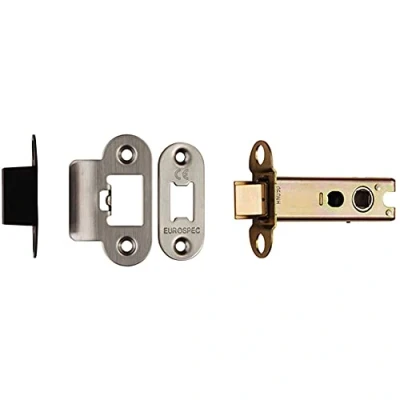 Image of 76mm Heavy Sprung Tubular Latch Radius Satin Stainless Steel Door Standard Interior Forends, Strike Plate, Dust box and Screws Included