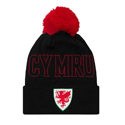 Image of Wales F.A. FA Official Football Gift Knitted Bobble Hat Black
