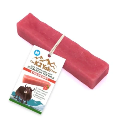Image of the K2 Yak chew Dog Treats Strawberry Flavour 100% Natural and Long Lasting (M (Pack of 1))