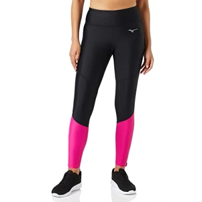 Image of Mizuno Women&#039;s Core Long Tight, Black/Pink Peacock, S