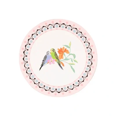 Image of Cath Kidston Painted Table Set Of 4 Budgie Cork Backed Round Coasters