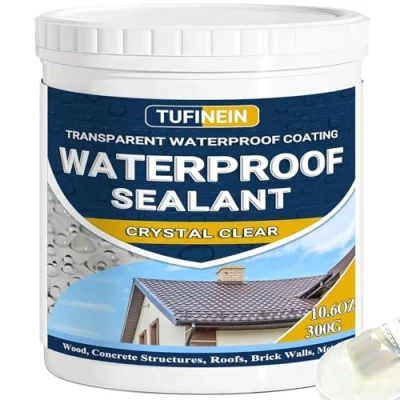 Image of Liquid Waterproof Sealant Clear, 10.6oz TUFINEIN Invisible Anti Leaking Agent, Transparent Coating Water Based Indoor &amp; Outdoor Roofs, Walls, Garden Leakage Agent