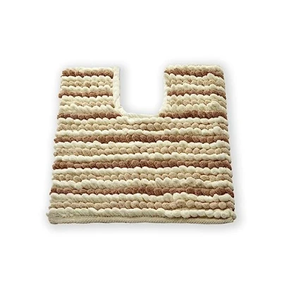 Image of Allure Striped Chunky Bobble Toilet Mat 50 x 50cm Thick, Hand Woven, Super Soft, Multi Coloured Pedestal