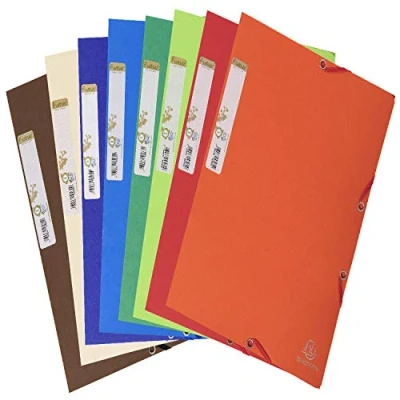 Image of Exacompta Ref 56980E Forever Collection Elasticated 3 Flap Folders Suitable for A4 Documents, 380gsm Recycled Card, Two Tone Effect Assorted Colours (Pack of 25)