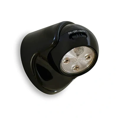 Image of Auraglow Battery Operated Motion Activated PIR Sensor Removable Cordless LED Security Light (Black, without Batteries)
