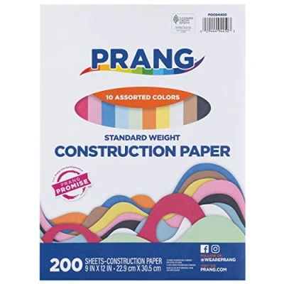 Image of Rainbow Construction Paper Assortment, 9&quot;X12&quot;, Assorted 10 Colors, 200 Sheets