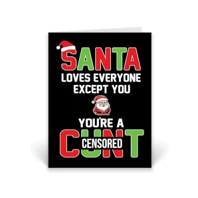 Image of Rib ticklerz Funny Christmas Cards Rude Offensive Novelty Card Best friends Colleague Secret Santa Banter Humour Swear You&#039;re A Cunt CD985