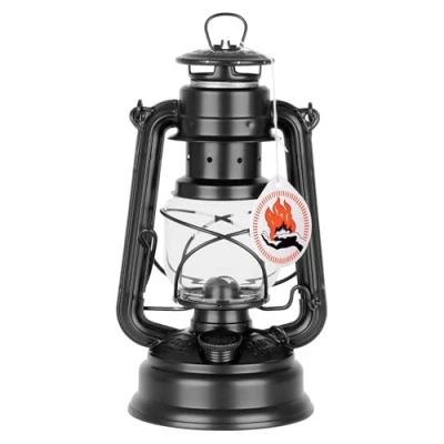Image of Feuerhand 276 Outdoor Hurricane Oil Lantern German Made Since 1893, Paraffin Lamp with Galvanized Steel, Rust Resistant Kerosene, 300ml Tank, 20 Hour Burn, Safe Hanging or Table Use, Matte Black